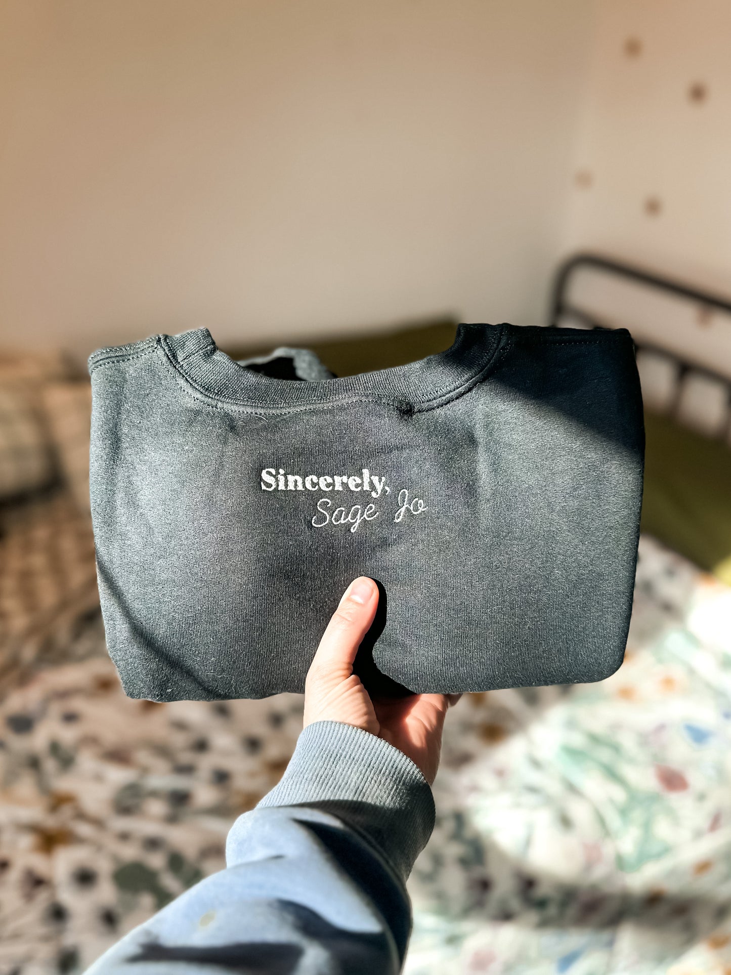 Custom Embroidered Flower Crewneck