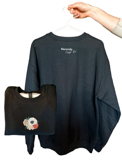 Custom Embroidered Flower Crewneck