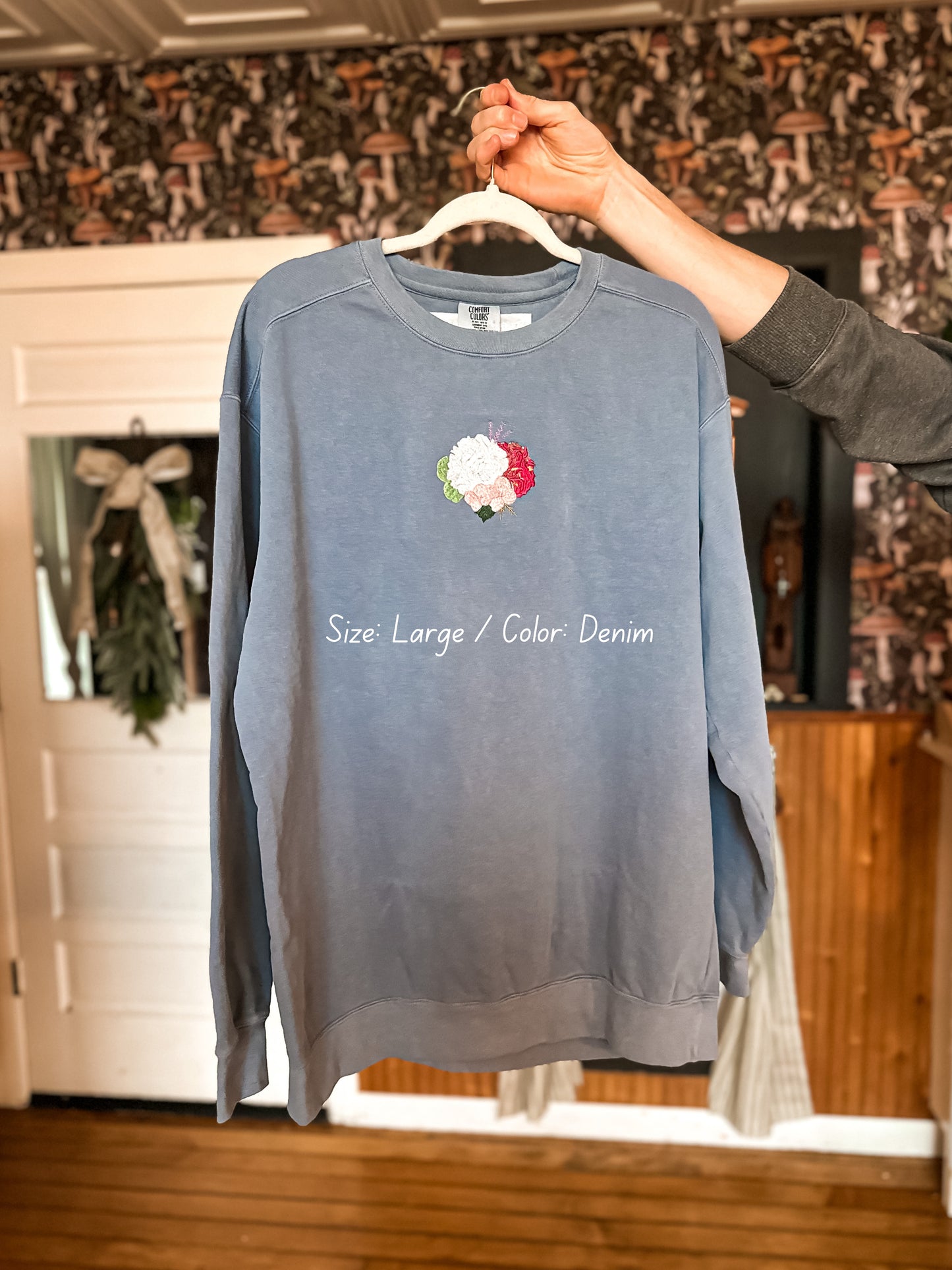 Custom Embroidered Flower Crewneck