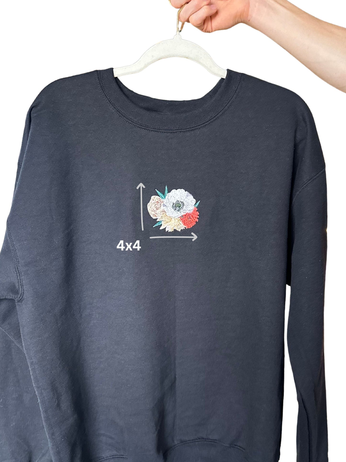 Custom Embroidered Flower Crewneck